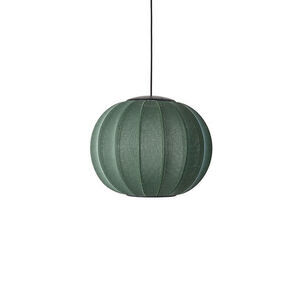 Rund pendellampe med lodrette riller, tekstureret overflade i afdæmpet grøn "Tweed Green".